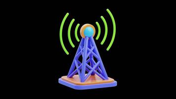 3D Animation of Wireless Tower on Alpha Channel video