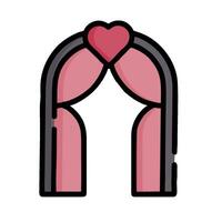 a pink arch with a heart in the middle vector
