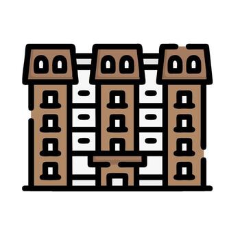 a building with a large number of windows vector