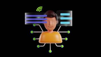 3D Animation of Artificial Intelligence on Alpha Channel video
