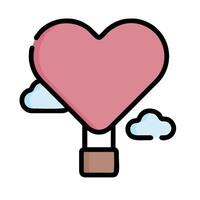 a pink heart shaped balloon with clouds in the background vector