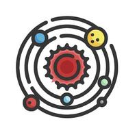 an illustration of a wheel with planets and other objects vector
