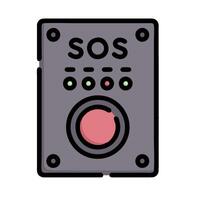 a black and gray button with the word sos on it vector