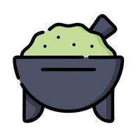 a green bowl with a green substance inside vector