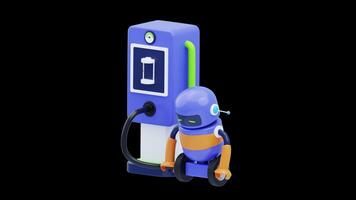 3D Animation of Robot Charging on Alpha Channel video