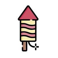 a cartoon rocket with a red and white stripe vector
