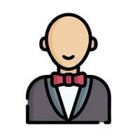 a bald man in a suit with a bow tie vector