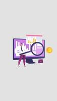 A Man Analyzing Business Graphs from Monitor with Magnifying Glass 2D Cartoon Animation on Vertical video