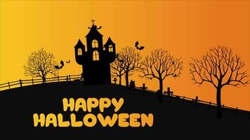 Happy Halloween Night in the Evening with Bats Flying in the Sky 2D Cartoon Animation video