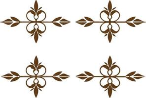 Four decorative designs in brown and white vector