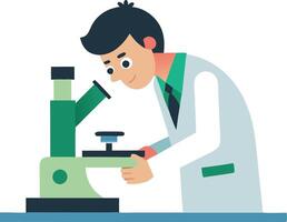 Scientist using microscope in laboratory for scientific research vector