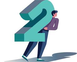 Illustration of a person holding a large number two, concept of burden or challenge vector