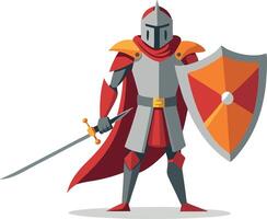 Knight with sword and shield in armor vector