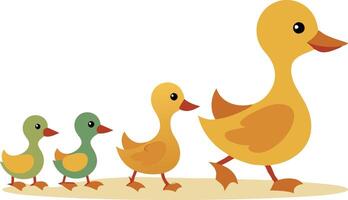 Mother duck with ducklings walking vector