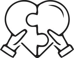 Two hand with broken heart icon designed for various teams. The design is clean and striking, making it ideal for logos, posters, t-shirts, and other graphic projects vector