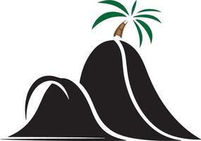 A mountain image with palm tree, it is clean, minimalistic, and versatile, making it suitable for various applications such as logos, posters, t-shirt designs, and other graphic projects vector