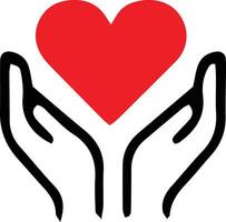 Hand with love icon designed for various teams. The design is clean and striking, making it ideal for logos, posters, t-shirts, and other graphic projects vector