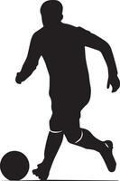 A football player with a black color soccer ball created for various teams. The design is clean and striking, making it perfect for logos, posters, t-shirts, and other graphic projects vector