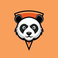 Panda face gaming logo design orange vector