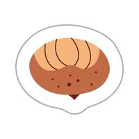 Sticker with abstract nut doodle. Color flat illustration. vector