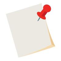 blank-paper-with push pin isolated-on-white vector