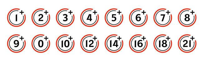 Under age signs, restriction symbols set vector