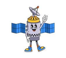 Groovy retro cartoon character or space station vector
