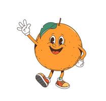 dibujos animados maravilloso Mandarina retro Fruta personaje vector