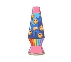 Retro groovy hippie lava lamp with smiles emoji vector