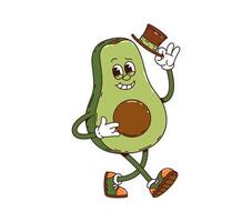 aguacate retro maravilloso personaje propina sus sombrero vector