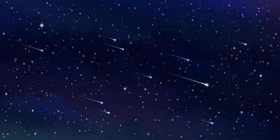 Starry space sky with comets and shooting stars vector