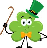 Smiling St. Patrick's Clover Leaf Cartoon Character vector