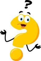 Cute Yellow Question Mark Cartoon Character With A Confused Expression vector