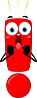 Cute Red Exclamation Mark Cartoon Character With A Panic Expression vector