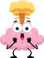 Mind Blown Brain Cartoon Character With Exploding vector