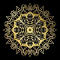 Elegant gradient gold mandala on black background. Abstract graphic element vector