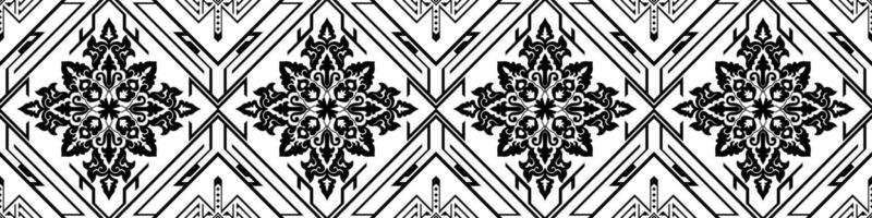 Abstract pattern, geometric horizontal lines and black mandalas on white background. vector