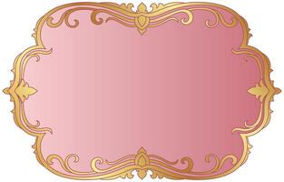 Elegant golden frame, pink background for wedding abstract border vector