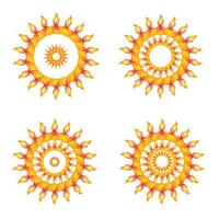 Autumnal Blaze A Quartet of Fiery Maple Mandala Patterns For Greeting Cards, Posters, And Backgrounds vector