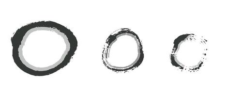 Abstract circles of different shape and size. Monochrome design elements each isolated on white background with shadow vector