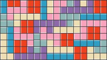 Colorful block shapes background. Retro game elements backdrop vector
