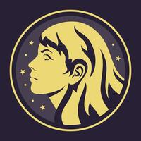 Virgo Zodiac Sign A Unique Artistic Representation Exploring Its Various Aspects and Meanings. astrological signs, celestial objects, astrology, mystical, space, predict the future. Woman in profile vector