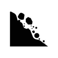 Landslide icon symbol. beware of rockfall mountain hill landslide natural disaster warning sign. landslide glyph icon on white background. vector