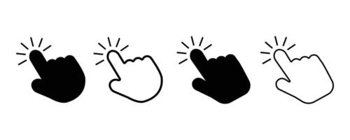 Hand cursor icon set. hand cursor icon click. cursor sign and symbol. Clicking cursor, pointing hand clicks icons. vector