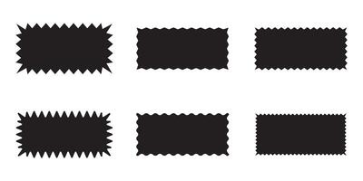 Zigzag Edge Rectangle Shapes Icon collection. Set of Wavy edge rectangle shapes and icon on white background. vector