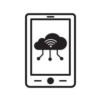 Smartphone with WIFI network icon, Mobile Network device Icon with cloud Wi-Fi Style Illustration vector