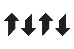 Up Down Cut Arrows Silhouette Icon set of 4, two-way direction symbols. Isolated on a white background. vector
