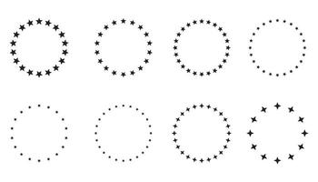 star in circle set of 4, stars in round circular emblem isolated on white background. vector
