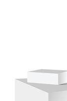 white and gray cube pedestal podium background set with wall scene. Minimal mockup product, geometric platform. vector
