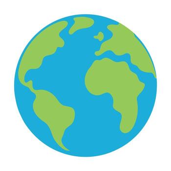 Planet earth with oceans and water flat color icon for apps and websites. vector
